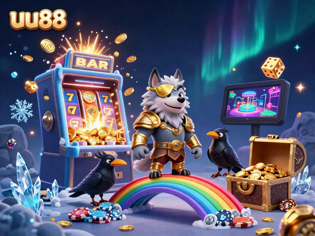 Experience the excitement of uu88, featuring Odin, ravens, and a jackpot explosion in this dynamic casino scene.