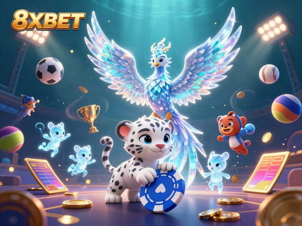 Experience the exhilarating world of 8XBET with vibrant characters engaging in dynamic gambling activities.