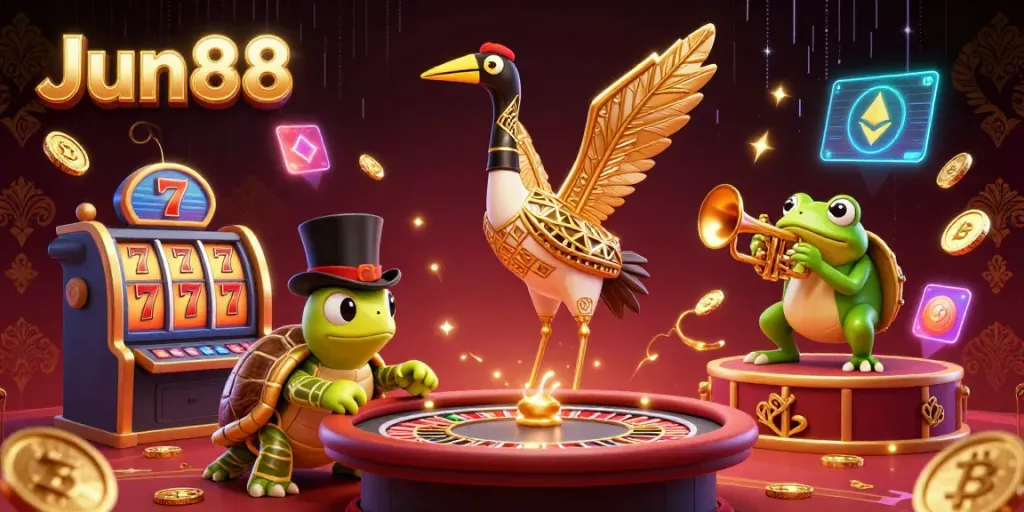 Experience thrilling moments at Jun88's online casino with vibrant 3D elements and exciting gameplay.