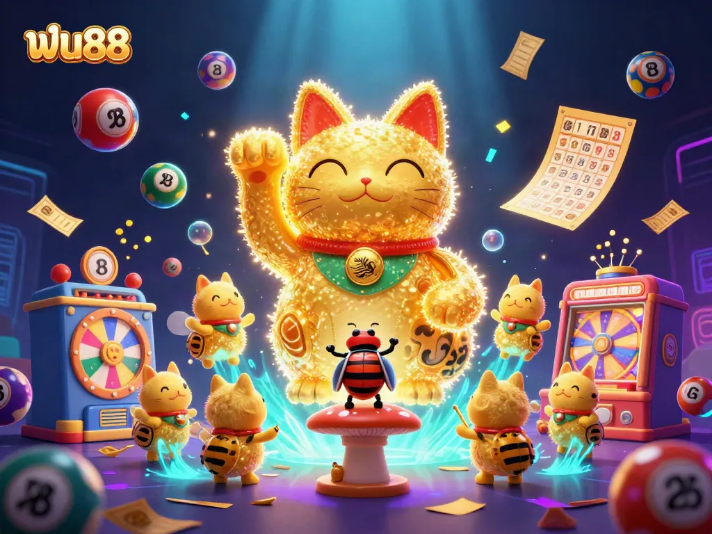 ฟัน88 offers an exhilarating online betting experience featuring a lucky cat made of golden fireflies.