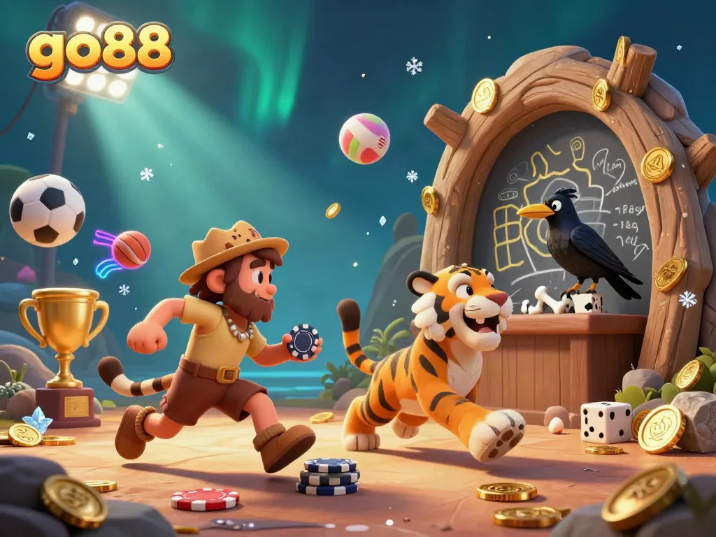 Experience the excitement of go88 with fantasy characters running a lively prehistoric casino.