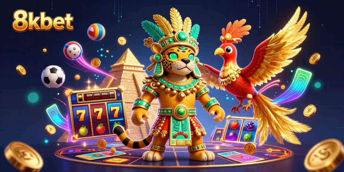 Experience the thrill of 8kbet in a vibrant casino scene with dynamic game elements.