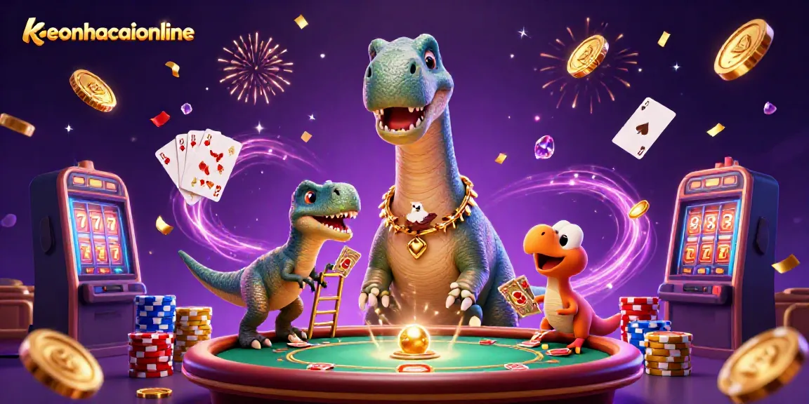 Engage with exciting casino action at keonhacaionline featuring a towering brontosaurus and clever raptor dealer.