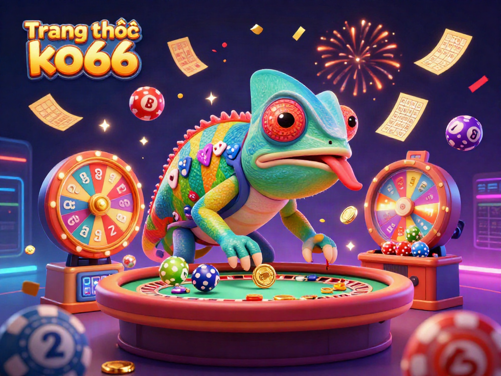 Experience the dynamic world of gambling at Trang chủ ko66 with vivid colors and vibrant casino symbols.