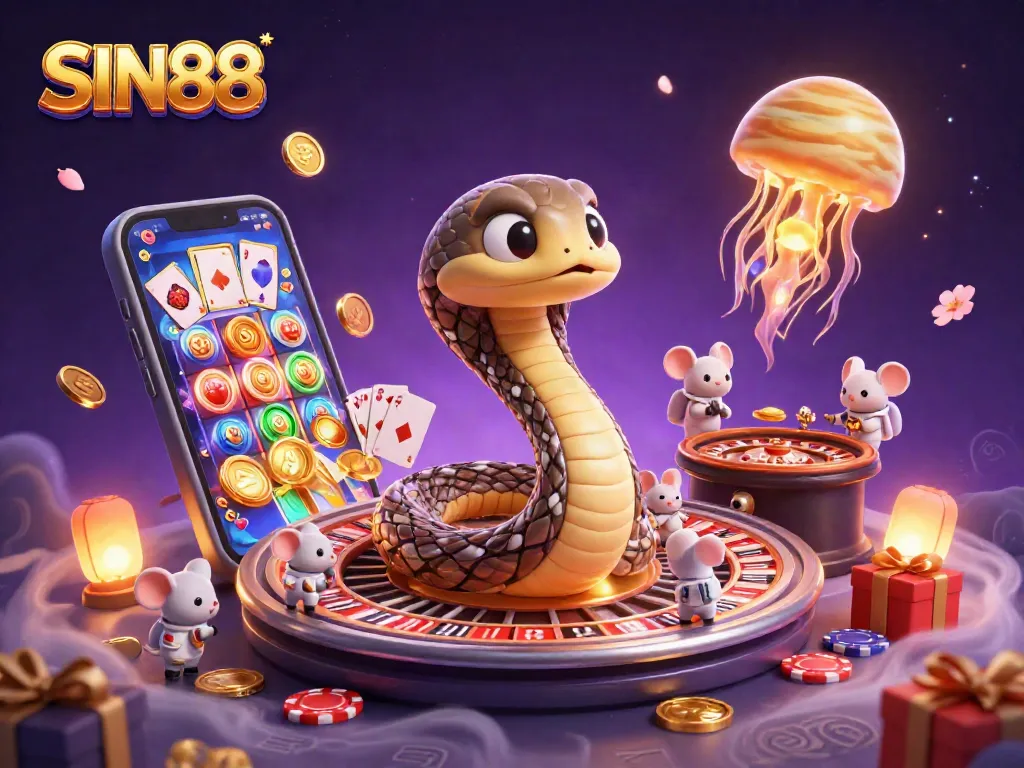 SIN88 invites players to spin and win among astronaut mice at a cosmic roulette.