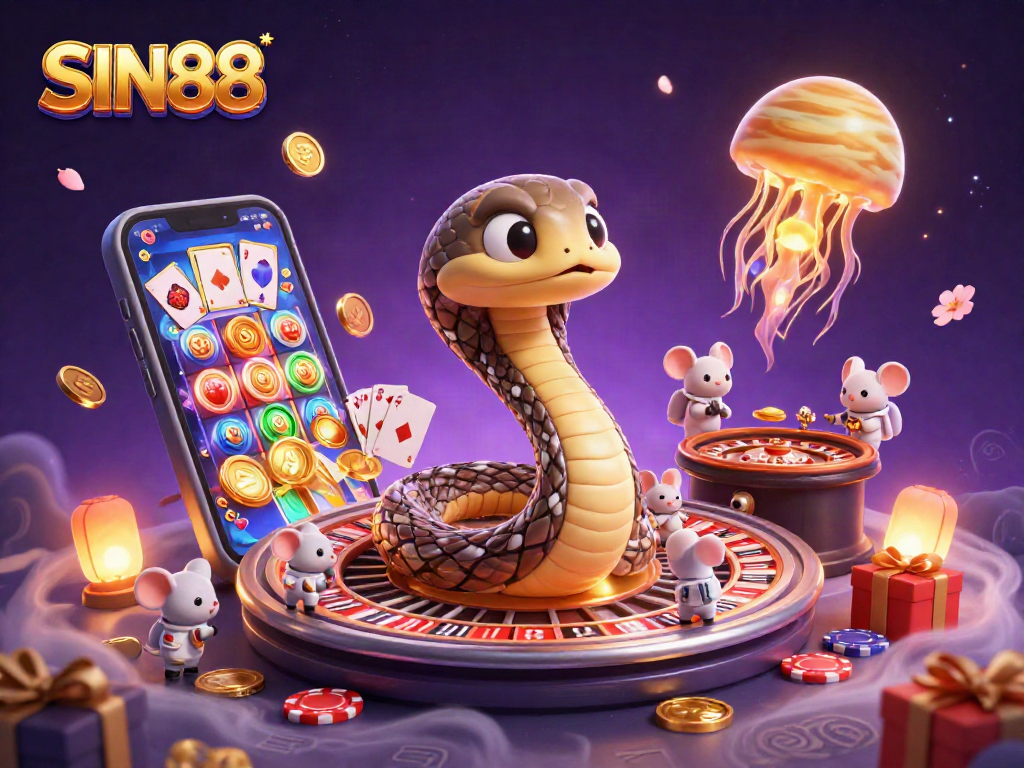 SIN88 invites players to spin and win among astronaut mice at a cosmic roulette.