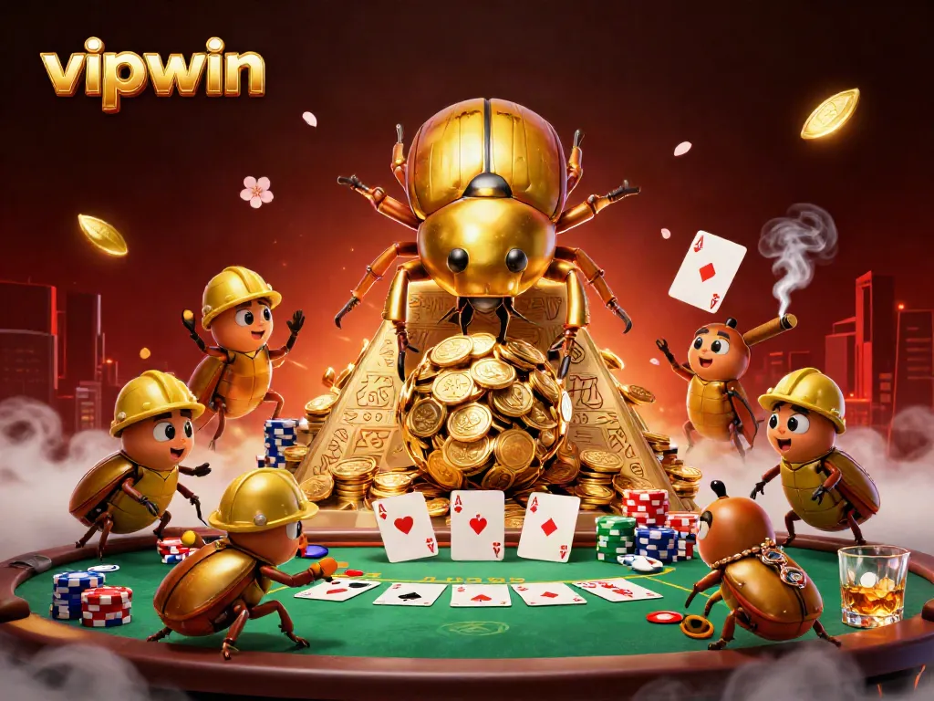 Engage with vipwin's thrilling casino adventure featuring beetles and poker action.