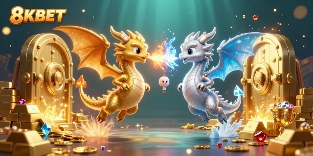Engage with the thrilling 8KBET casino experience, featuring dynamic dragons and treasures.