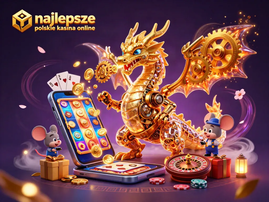 Win big at najlepsze polskie kasyna online with a golden dragon, slots, and casino games.