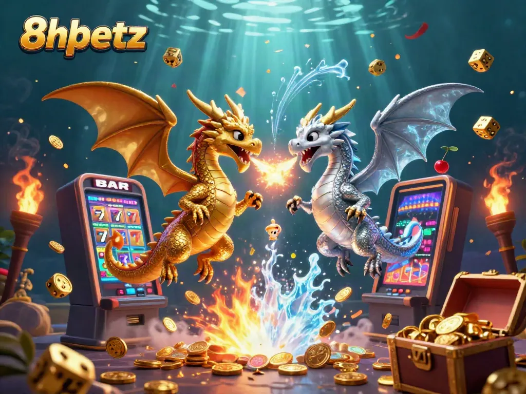 Experience thrilling wins with 8xbetz in this captivating casino scene featuring dragons and exciting game elements.