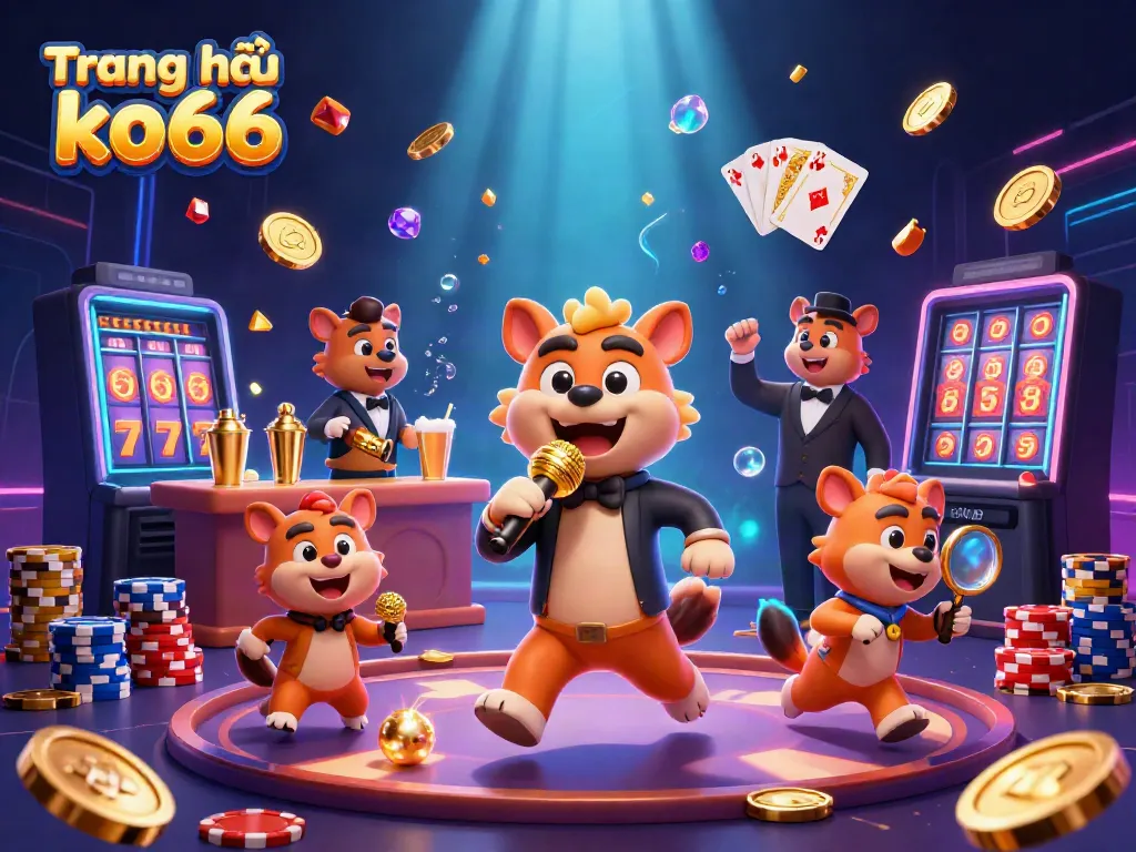 Experience the excitement of Trang chủ ko66 with lively hyenas in a vibrant casino atmosphere.