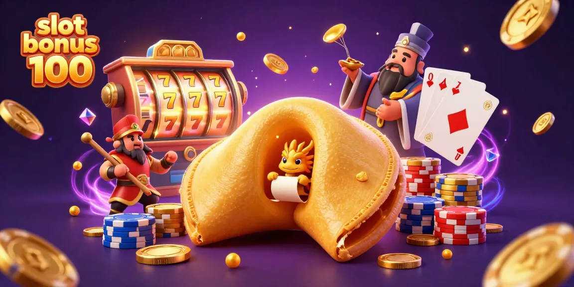 Engage in the thrill of slot bonus 100 with a vibrant casino scene filled with golden coins and exciting characters.