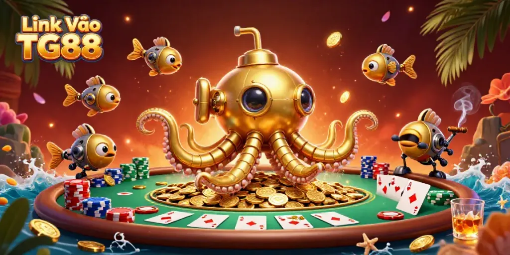 Engage with thrilling gaming action at Link Vào TG88, showcasing vibrant poker elements and dynamic characters.